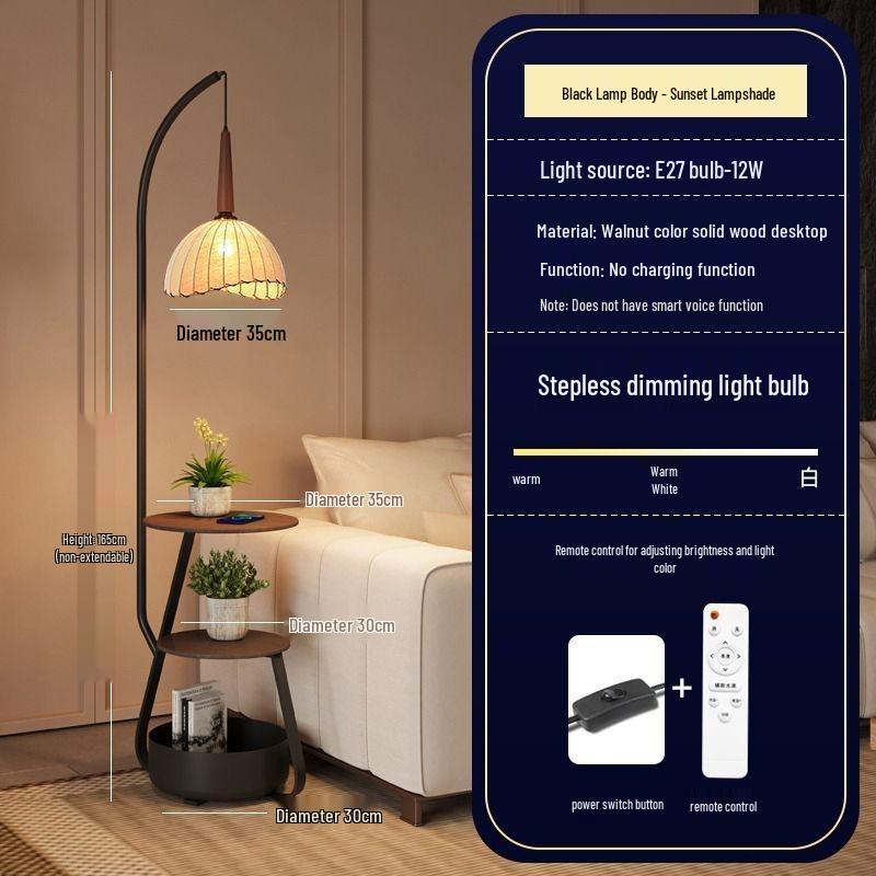 Retro Chinese-Style Floor Lamp: Dual-Use Bedside/Side Table Fishing Lamp for Living Room or Bedroom Ambiance