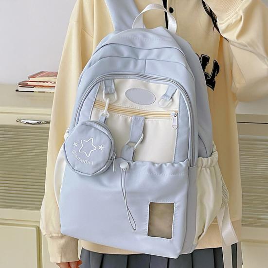 Jenter Ryggsekk Skoleryggsekk med Campus ID-vindu Snøring Frontlomme Skolesekk med Avtakbar Mini-pung for Reise Gate Høyskole