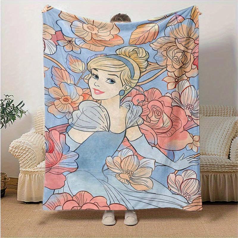 1pc Manta Decorativa Cenicienta con Estampado Floral Decoración del Hogar, Funda para Sofá, Exterior, Regalo para Ella, Manta, Dormitorio, Sala de Estar, Viaje, Camping, Coche
