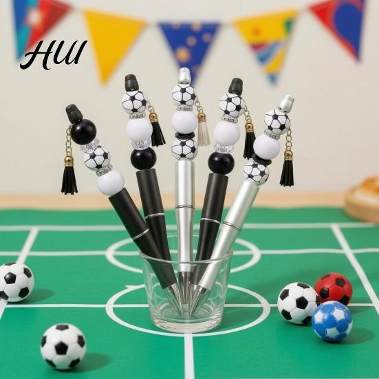 Football Themed Pen Supplies Beaded Ballpoint Kit, with Sports Beads DIY Craft Crafting for Students Creative Writing Stationery, Fans Kids