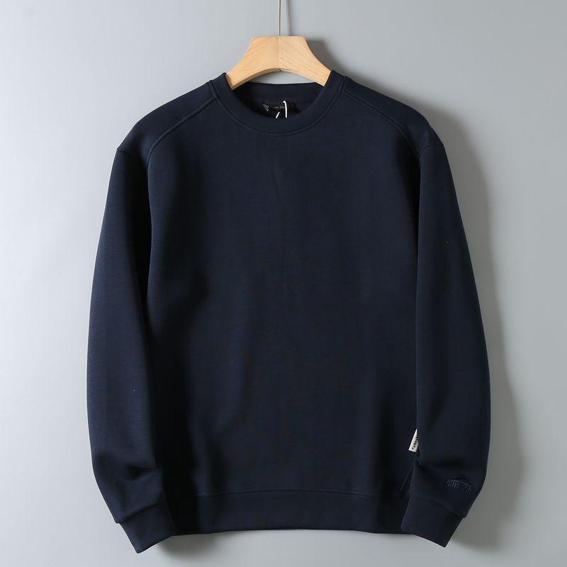 Original Foreign Trade Autumn New Model Air Layer Fabric Comfortable Versatile Round Neck Pullover Solid Color Long Sleeve Base Sweatshirt for Men