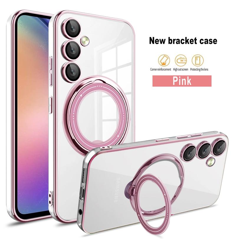 

Чехлы для телефонов Magsafe с магнитным кольцом и беспроводной зарядкой для Samsung Galaxy A14 A24 A34 A54, прозрачный прозрачный чехол из ТПУ For Samsung A54 5G розовый