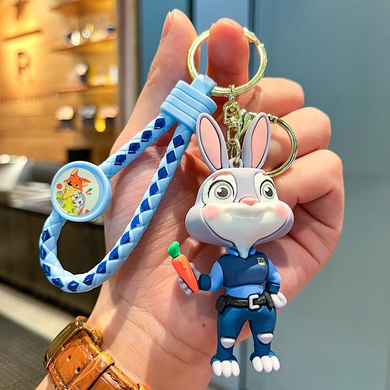 Disney Anime Crazy Zootopia Keychain Cute Judy Nick Key Ring Men's And Women's Bags Pendant Accessories Charm Kids Gift Doll