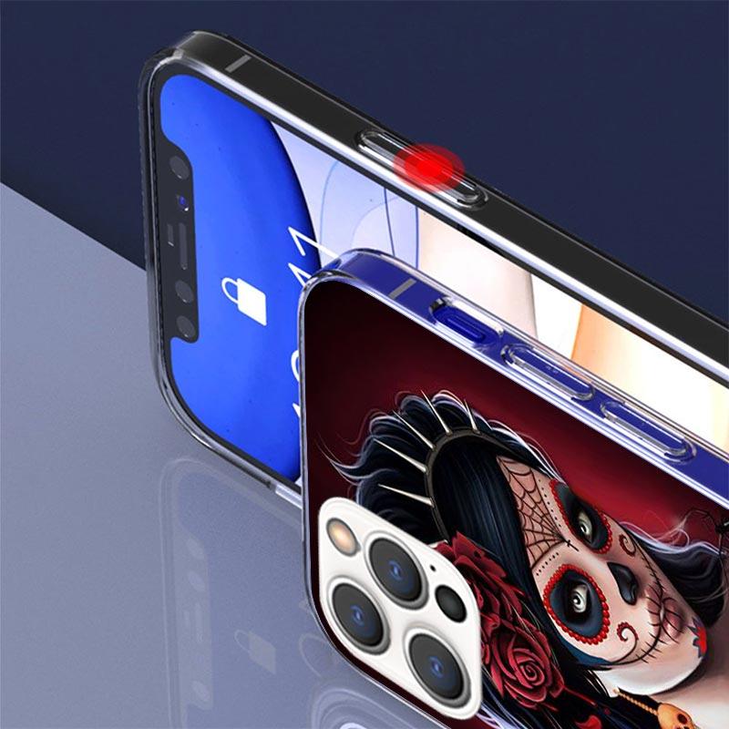 Catrina Beautiful Rose Girl Skull Case Phone Cover for Apple iphone 16 15 14 13 12 Mini 11 Pro Max 16E X XS XR 7 Plus 8 + SE 202