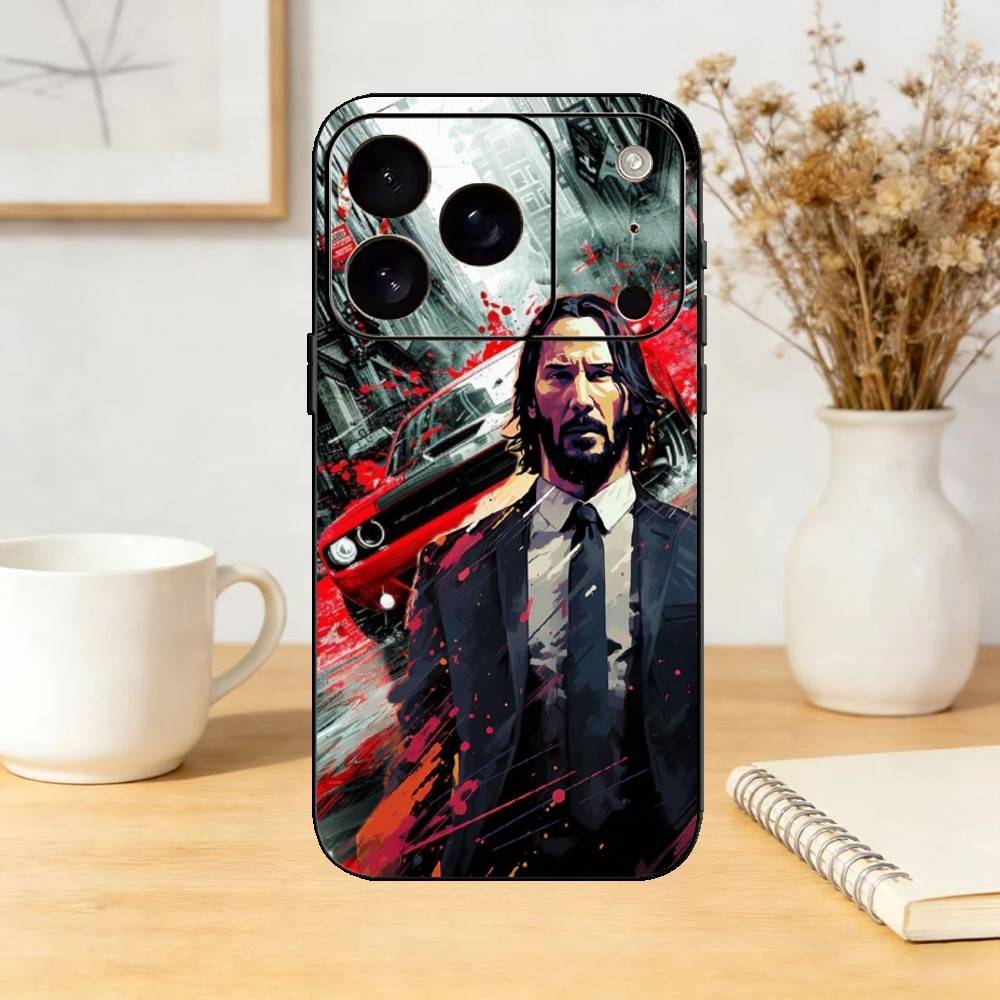 K-Keanu R-Reeves John Wick Phone Case For iPhone 17,16,15,14,13,12,11 Plus,Pro,Max,Mini Silicone Black Soft Cover