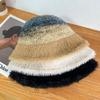 Rainbow Striped Bucket Hat Women's Fashion Thickened Plush Hat Autumn and Winter Outdoor Basin Hat