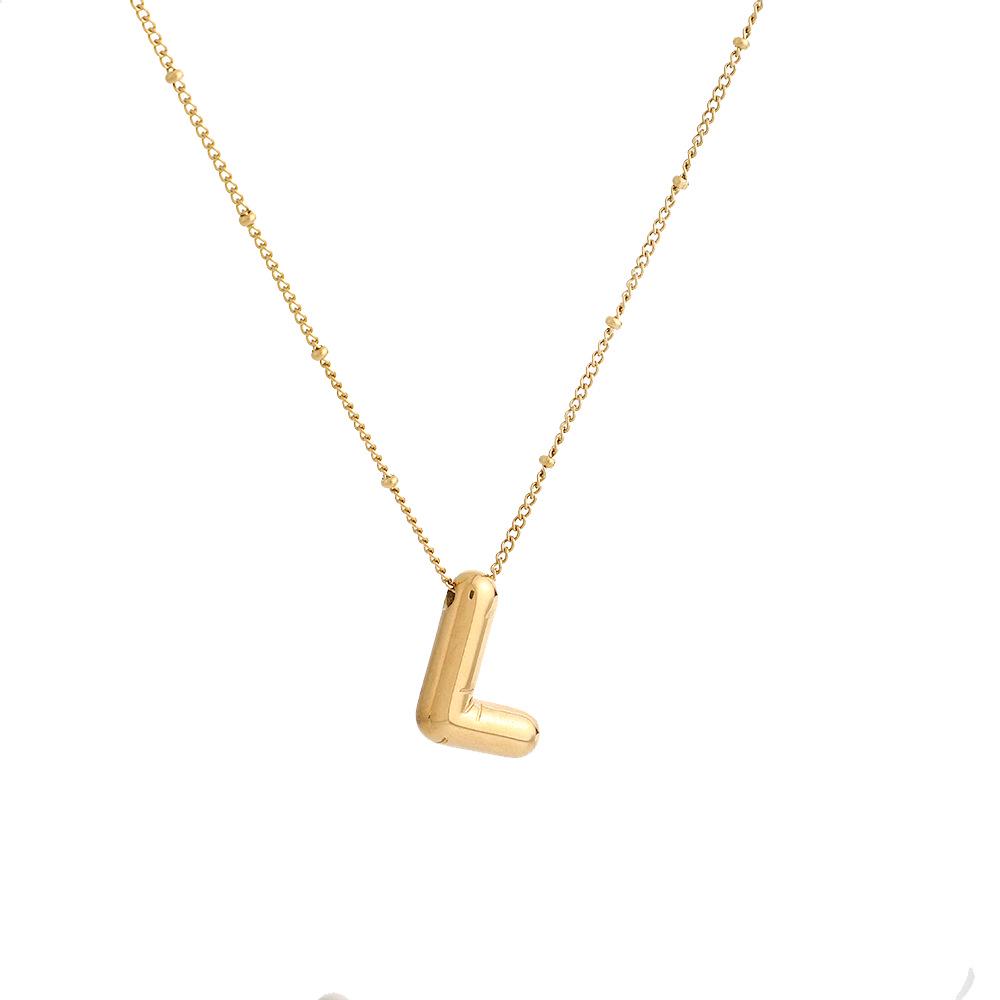 Stainless Steel 18K Gold Plated Alphabet Pendant Necklace