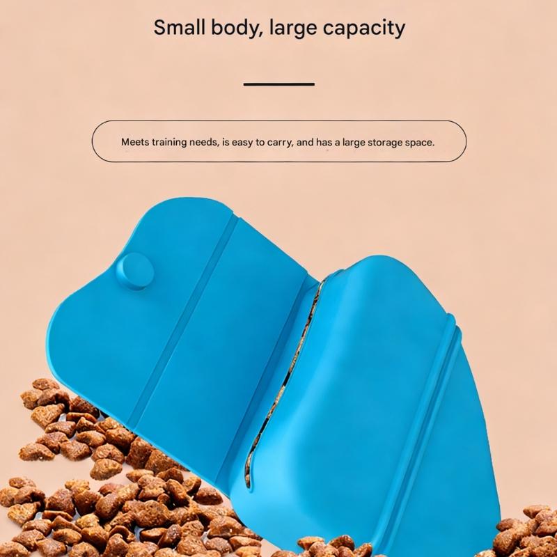 Portable Silicones Dog Treat Pouches with Waist Clip Pet Feed Storage Pocket Bag During Outdoor Walks and Training