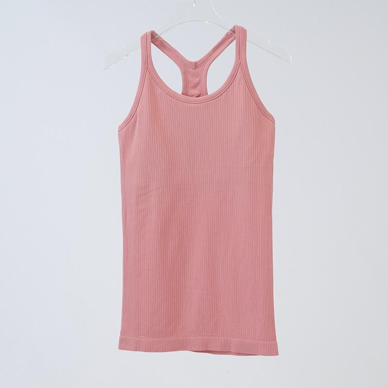 Dámská bezešvá žebrovaná pletená vesta na jógu s I-tvarovanými zády - úzké, vysoce elastické sportovní oblečení