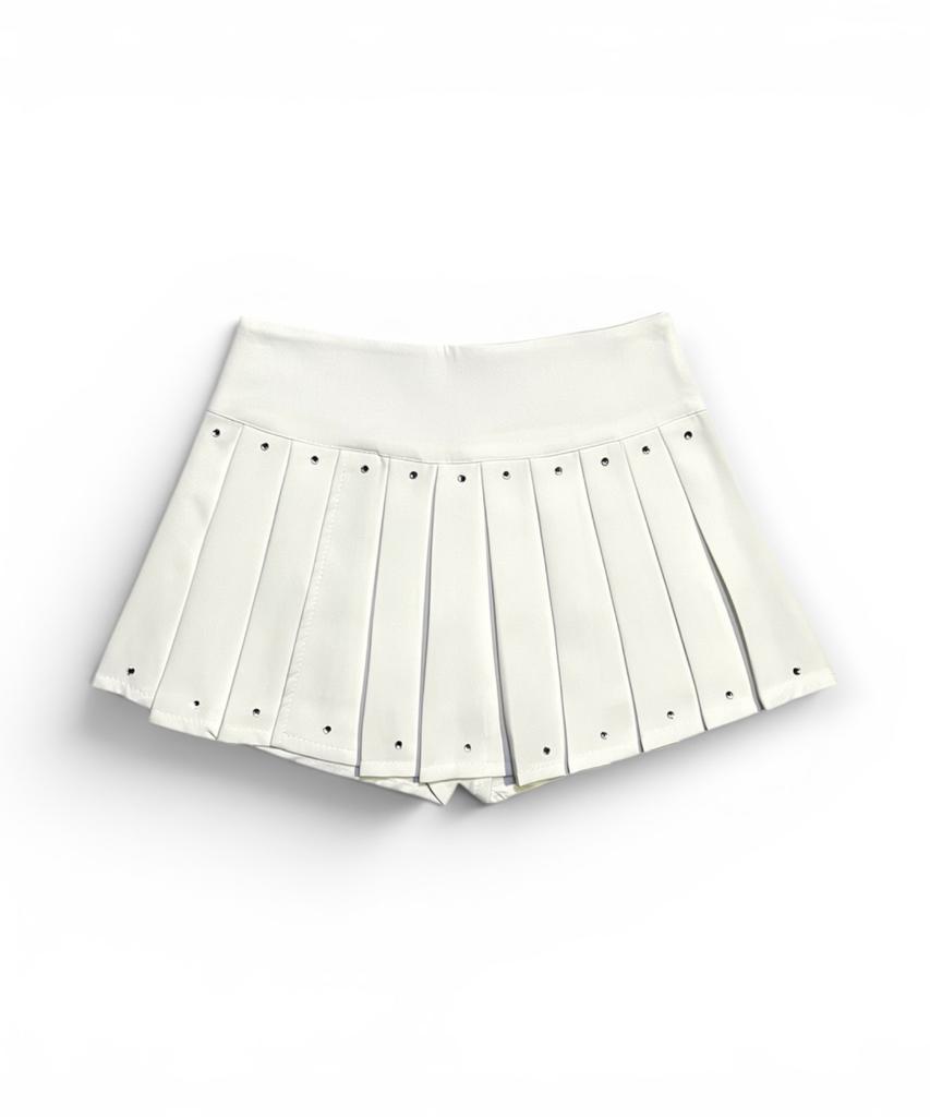 Bonseullipi Essential Crystal Stud Pleated Skort (Ivory)