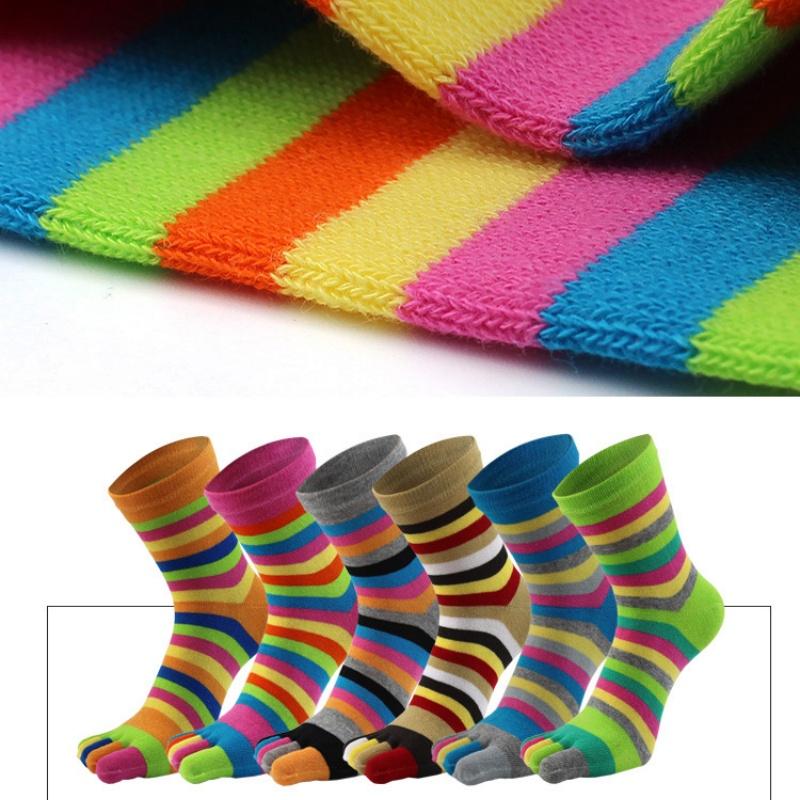 Cotton Rainbow Toe Socks Women Short Style with Five Fingers for Unique Comfortable Wear
