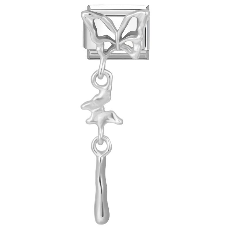 Personalized DIY Bow Series Charm Bracelet Flower Butterfly Heart Chain Bead Fit 9mm Bracelet Stainless Steel Valentine's Gift