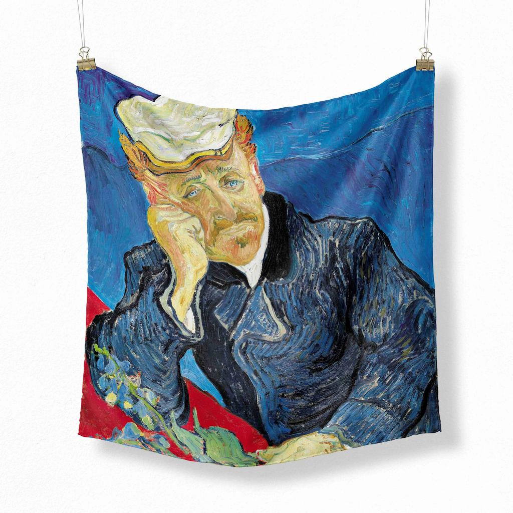 70cm Flower Oil Painting  New Spring Winter Silk Scarf Men Luxury Brand Designer Fashion Scarves Plaid for Women Scarf