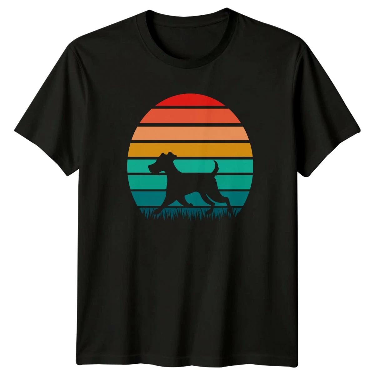 Dog Silhouette Vintage Retro Sunset T-Shirt Terrier Dogs Birthday XS