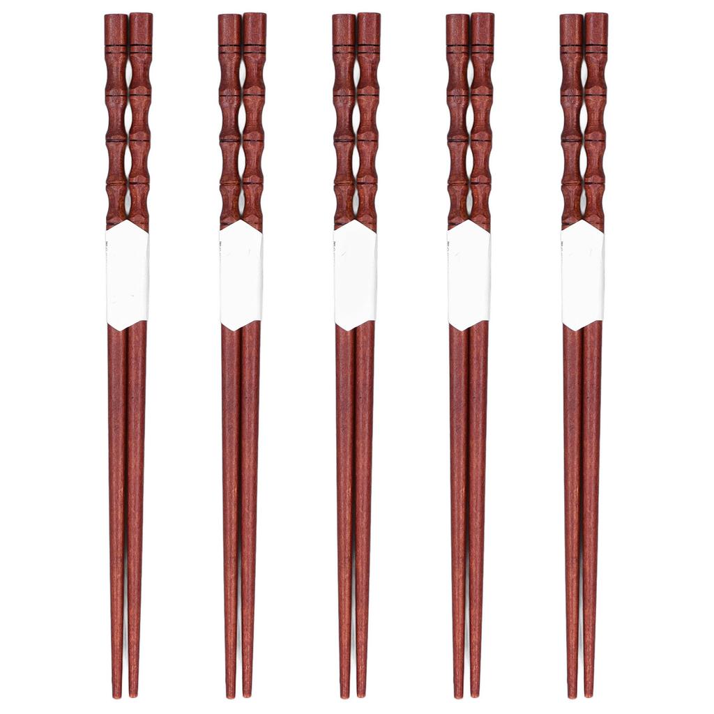 5 Parów Wielorazowych Pałeczek Antypoślizgowa Konstrukcja Naturalne Mahogany Lekkie Wygodne Zmywalne Pałeczki na Przyjęcia Wesela