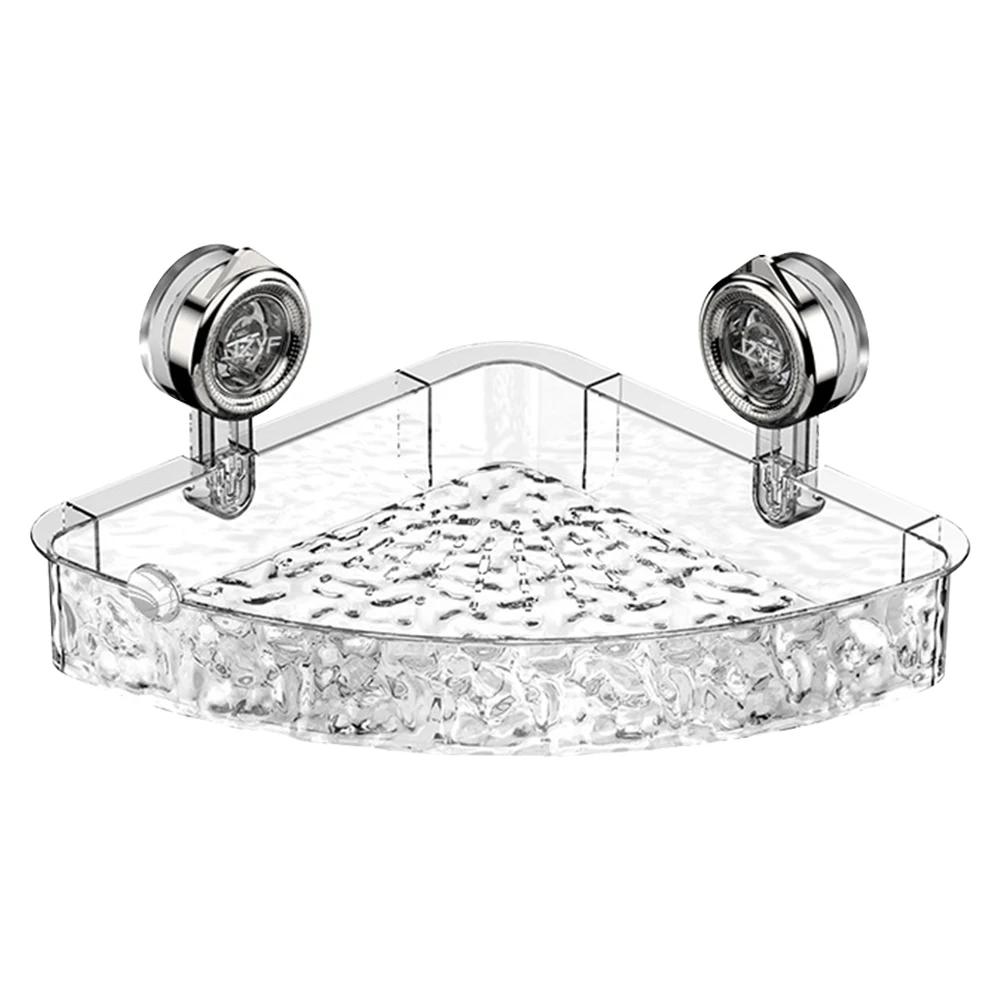 Shower Suction Cup Shelf Basket Light Glacier Pattern One Second Installation Bathroom Organizer Storage Rotating To Suck Remove