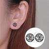 Korean Style Geometric Tree of Life Round Earrings In Stainless Steel for Women - Christmas Tree Cartilage Studs