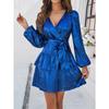 Women's Sexy V-neck Tie Bubble Sleeve Dresses