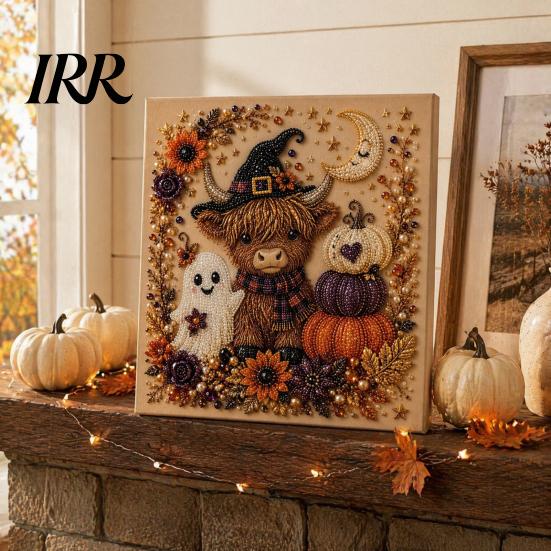 Handmade Holiday Gift Ideas Halloween Faux Pearl Art DIY Kit, Spooky Cute 3D Beads Painting Crafts, Unique Party Favors Gothic Ghost Pumpkin Cat Crow
