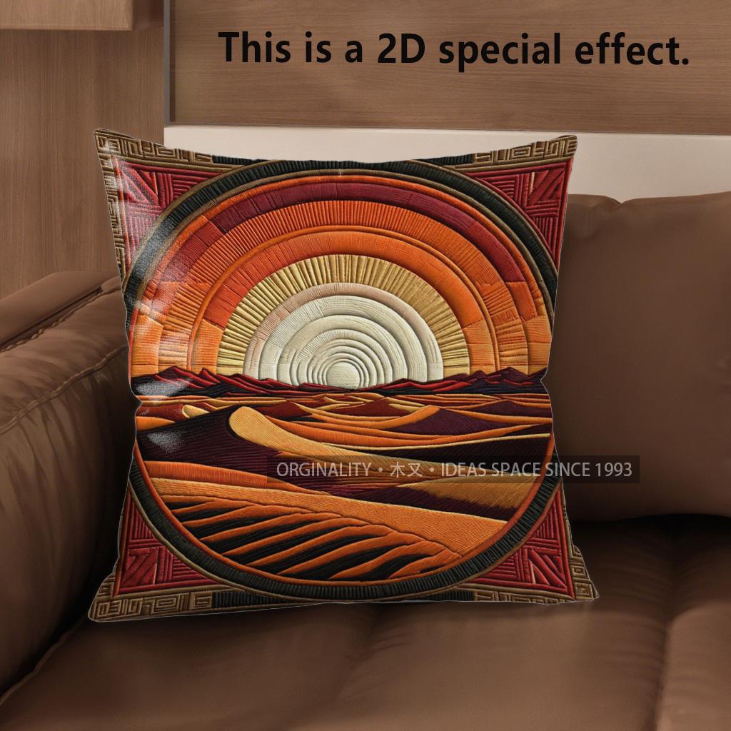 2D Boho Desert Sunset Throw Pillow Covers Pattern Cushion Cover Suitable For Sofa Bedroom Car Pillow Cover