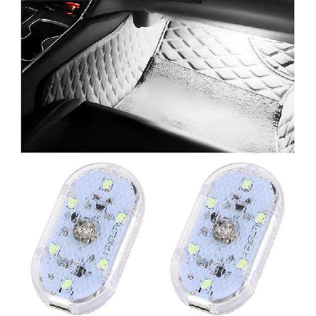 4 PCS Car LED Lights Interior Wireless, Super Bright 7 Colors Auto Interior Ambient Light With 6 Bright LED Lamp Beads, Portable USB Rechargeable Car
