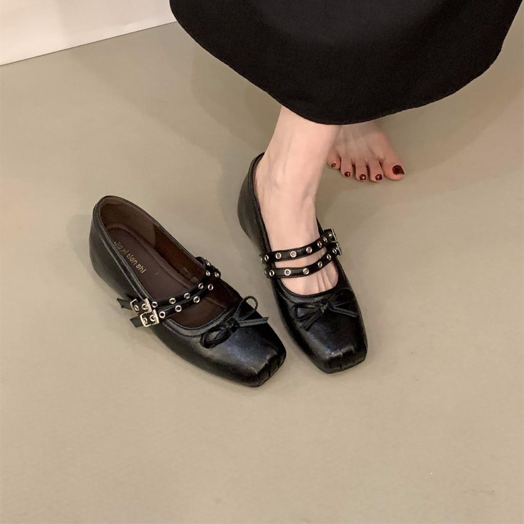 Inner height increase red Mary Jane single shoes women's shoes 2025 spring and autumn season with skirt ballet bow evening shoes
