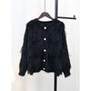 Autumn and Winter New Short Xiaoxiangfeng Imitation Mink Velvet Fringed Sweater Jacket Women's Soft Waxy Gentle Wind Knitted Cardigan Tide
