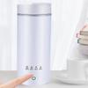 Stainless Steel Water Kettle Leakproof Double Layer Electric Heating Cup with Detachable Cord for Convenient Travel