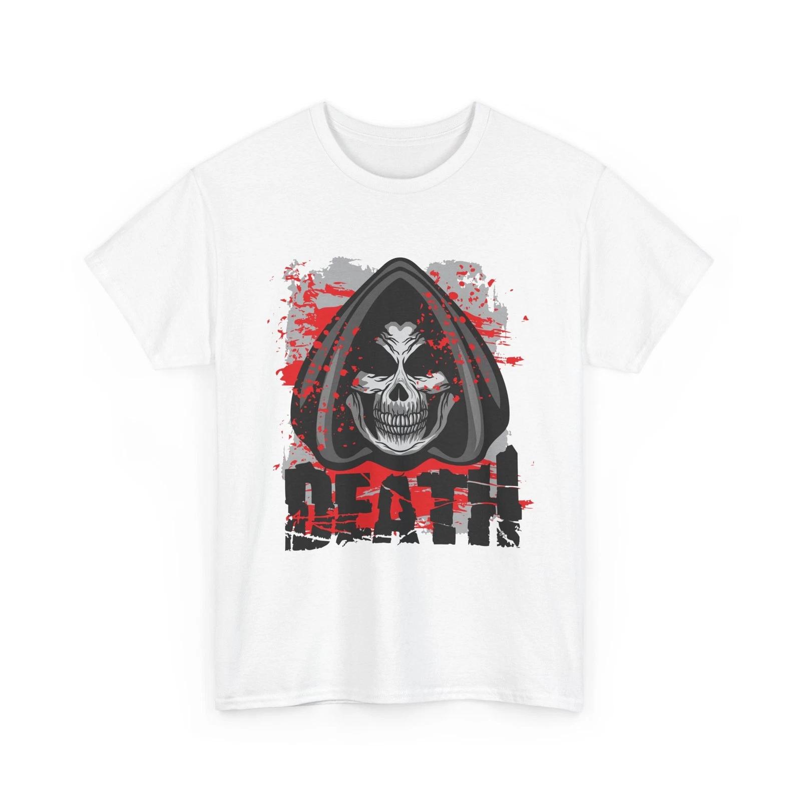 Grim Reaper Skull Death T-Shirt | Gothic Skeleton Hooded Design, Horror T-Shirt S