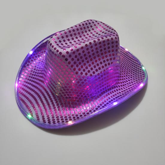 LED Light-Up Cowboy Hat Retro Western Style Luminous 9 Color Available Christmas Party Nightclubs