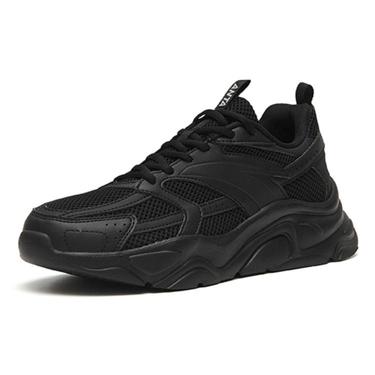 Anta Lifestyle Series Fabric Synthetic Leather Shock Absorbing Non-Slip Wear-Resistant Low-Top Casual Shoes Women sneaker Black 122258891-4