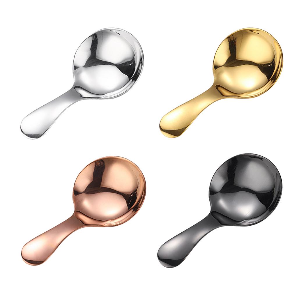 Stainless Steel Teaspoon Mini Smooth Short Handle Reusable Sugar Coffee Tea Cake Pudding Ice-cream Spoon Flatware