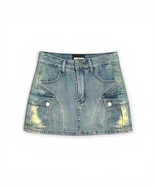 Bonseullipi Addicted Side Pocket Mini Skirt (Blue)