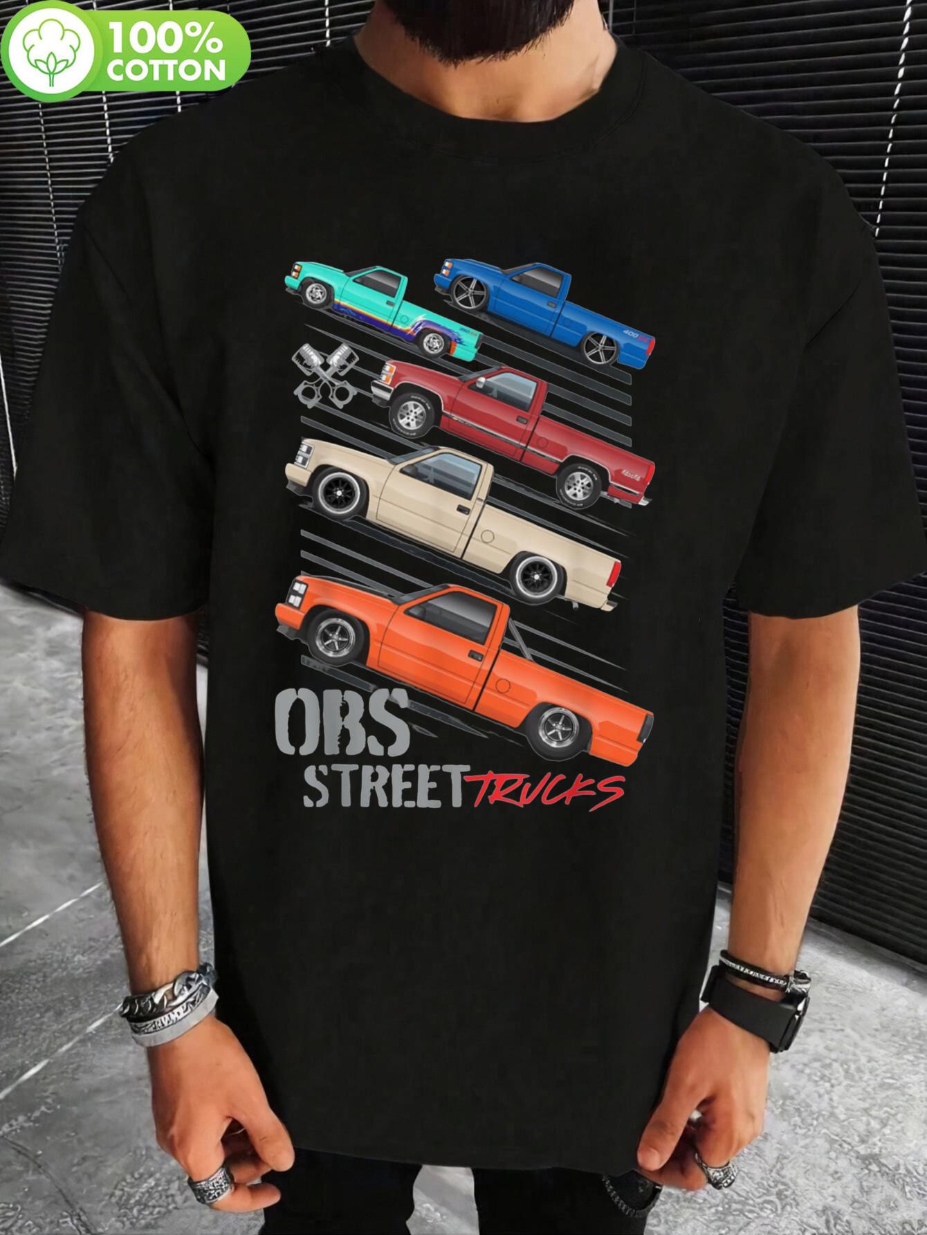 180G Cotton T-shirt - Vintage Truck Graphic Print XXL