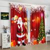Set Of 2 Santa Claus Christmas Tree Printed Curtains Pole Bag Inches Home Decoration Room Curtain Made Polyester