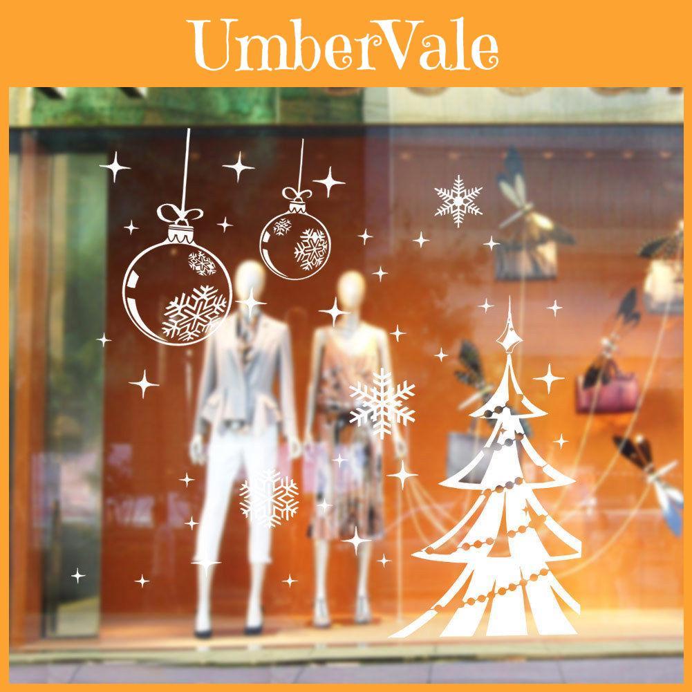 Premium Quality Merry Christmas Tree Baubles Wall Sticker With Elegant Snowflakes Decor