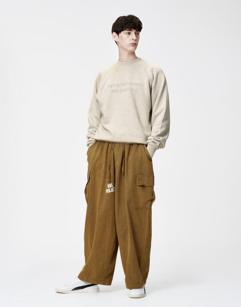 AOG PROJECT Damaged Washed Lettering Sweatshirt (Ivory)