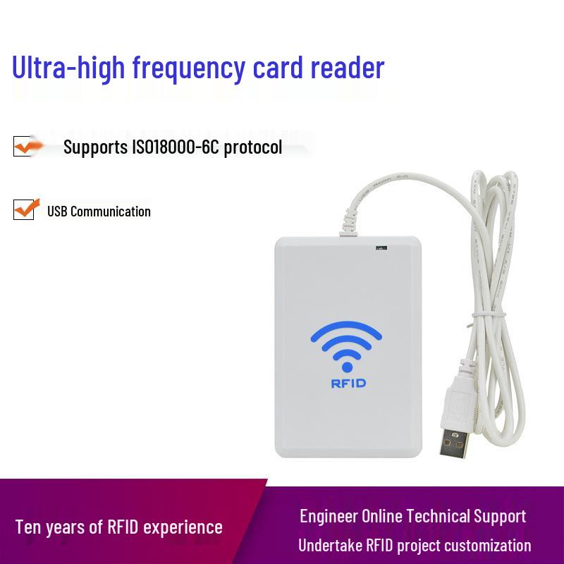 Desktop UHF RFID Card Reader - ISO18000-6C Contactless Swipe Device