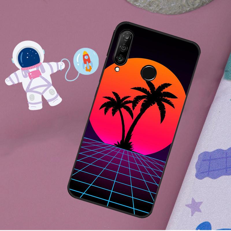 Retrowave Neon Palms Tree For Huawei Nova 10 9 SE 11 Pro Y60 Y70 Y90 Y61 Y91 Y72 Y73 12i 11i 8i P20 P30 P40 Lite Case