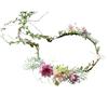 Vine Flower Crown Boho Flower Headband Hair Wreath Floral Halo Headpiece with Ribbon Wedding Party Photos Rosy