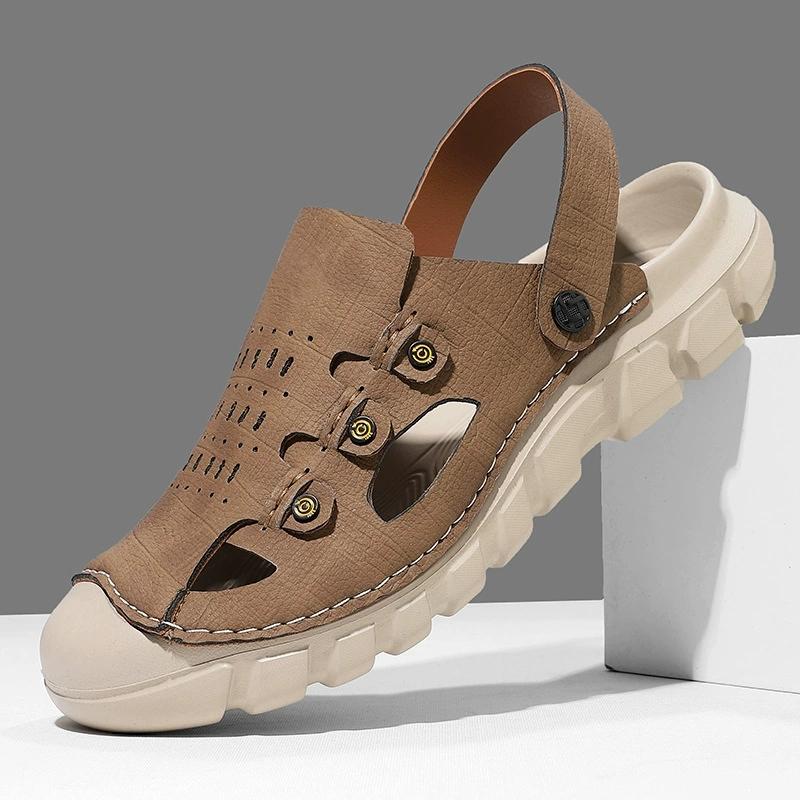 Sommer Herren Sandalen Echtes Leder Herren Freizeitschuhe Outdoor Herren Ledersandalen für Herren Strandschuhe Römische Herrenschuhe