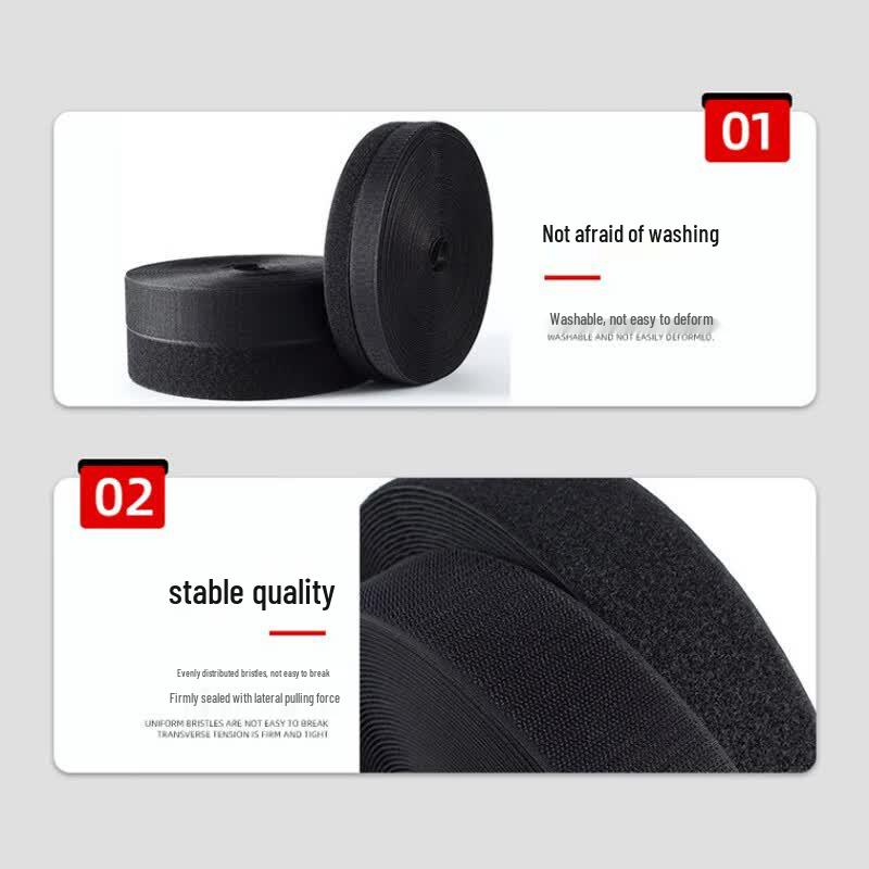 Self-Adhesive Black Nylon Hook and Loop Tape