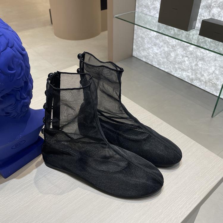 

Fashion Fashion Designer Mesh Flat With Shoes Women Ankle Boots New In 2024 Summer Spring Round Toe Ladies Short Boots Female Footwear 35