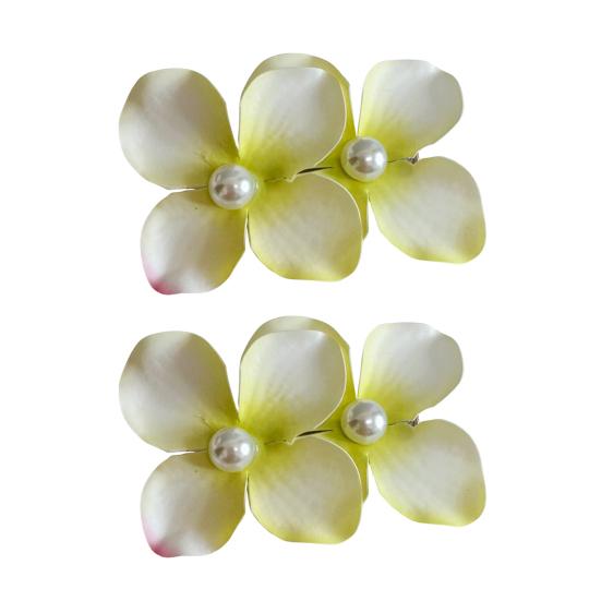 2 Stück Sommer-Haarnadel Farbverlauf Hortensie Doppelblüten-Design Imitation Perlenverzierung Haarspange Pony Seitenhaar Sommer-Haarschmuck