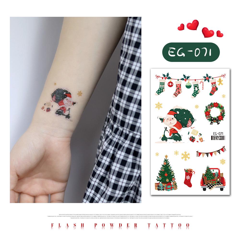 "Ruikalong Waterproof Christmas Snowflake Cartoon Glitter Tattoo Stickers for Kids"
