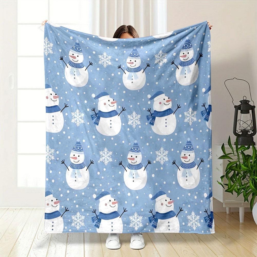 Snowman and Snowflake Pattern print blanket soft and cozy perfect for the living room bed sofa or a nap,gift