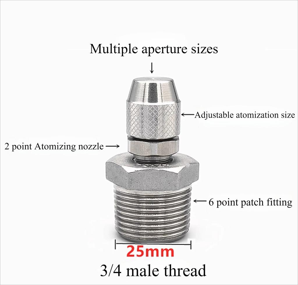 1/4" 1/2" Stainless Steel Adjustable Atomization Sprayer 0.8-1.8mm Misting Nozzle Adapter Garden Irrigation Agriculture Watering