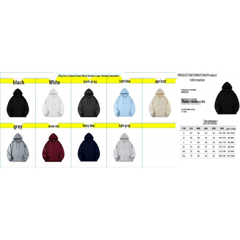 Logo-Emblazoned Cotton Hoodie, 320g, Autumn/Winter Couple's Loose Fit, Drop Shoulder