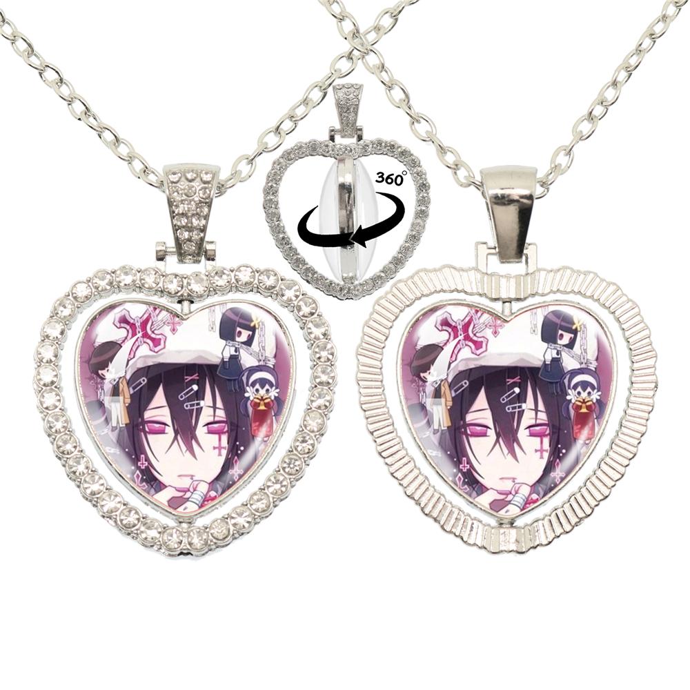 Anime Bungou Stray Dogs Glass Cabochon Glass Heart Pendant Double Sided Necklace Fan Gift Jewelry For Friends