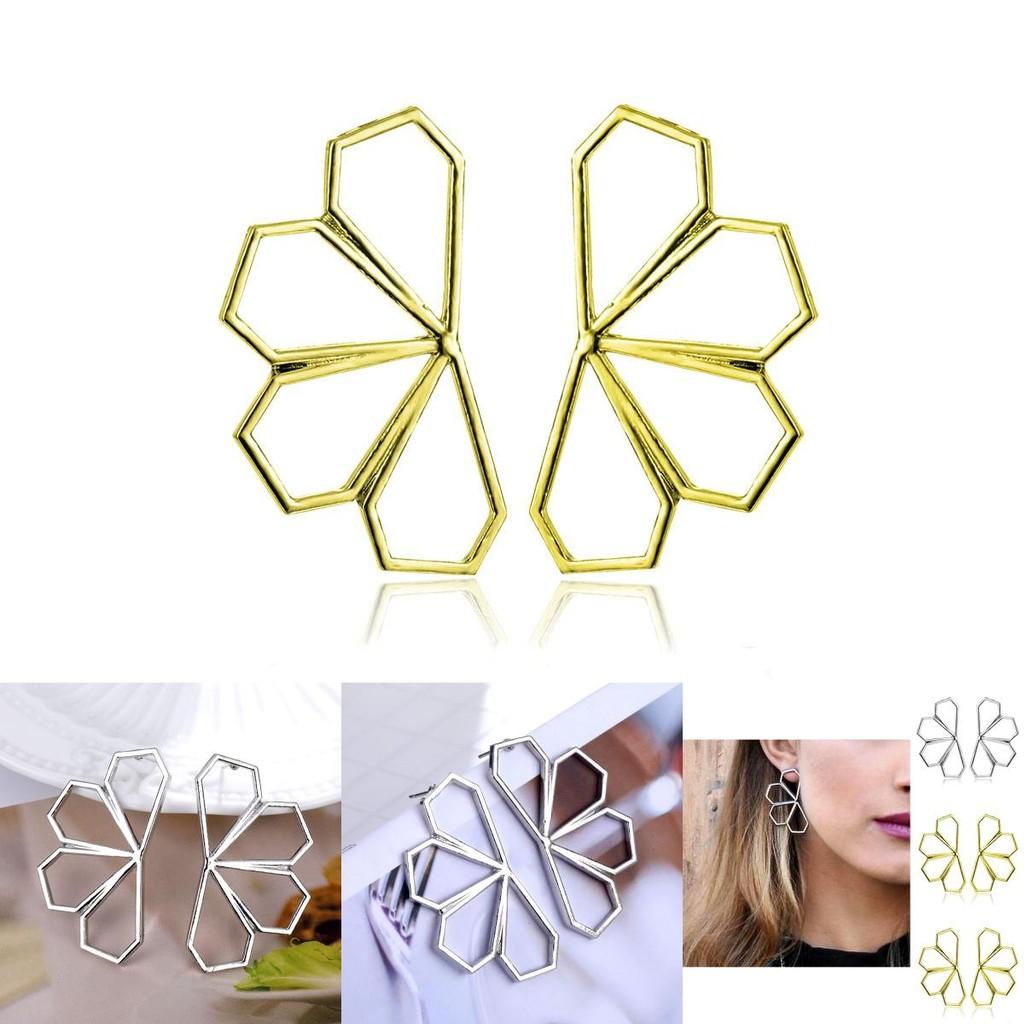 Statement Geometric Hollow Earrings Fashionable Alloy Jewelry For Women